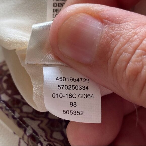 Chicos Blouse Woman 1 US Medium Pleated Paisley Cowl Neck Top Sheer Sleeve - Picture 10 of 16